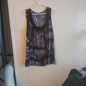 Judith women's purple, lavender, white, and black abstract shirt Size 3x